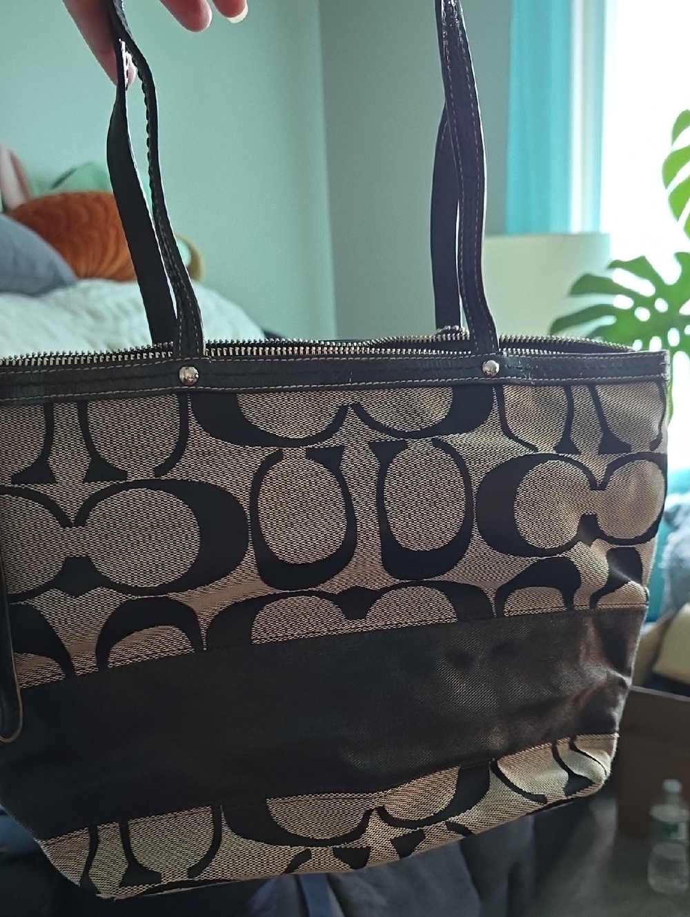 Coach Project Tote Bag in Black and Gray Signature Canvas